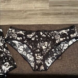 Skull Print Black and White Panties
